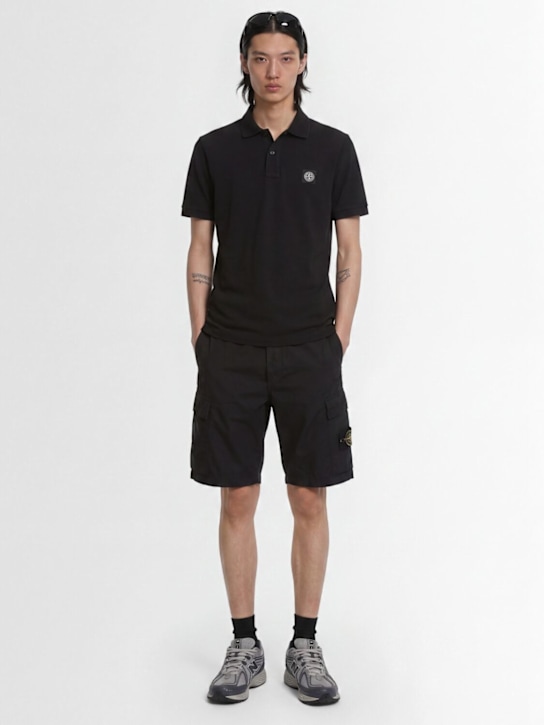 Stone Island: Logo cotton regular shorts