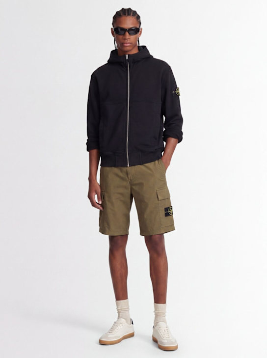 Stone Island - Logo cotton regular shorts