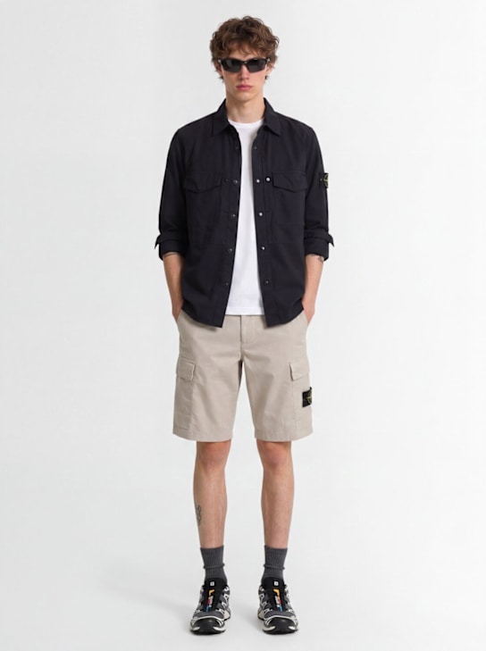 Stone Island: Logo cotton regular shorts