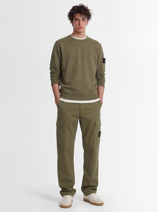 Stone Island: Logo cotton crewneck sweatshirt
