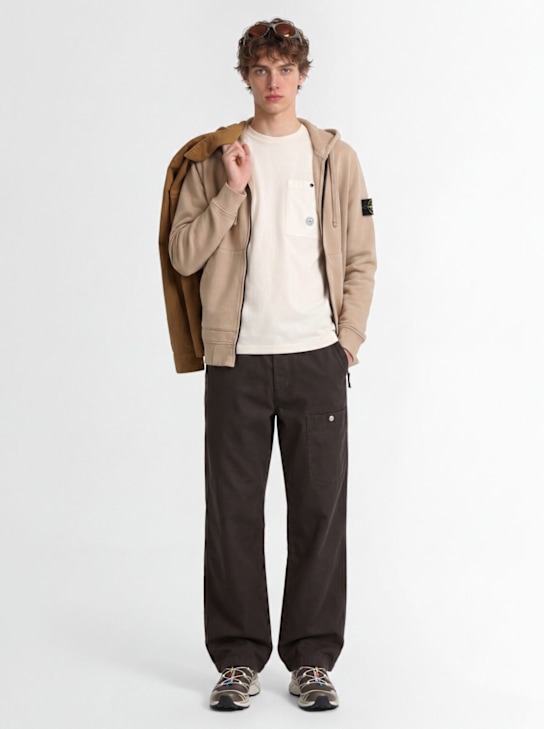 Stone Island: Logo cotton zip hoodie