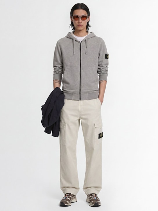 Stone Island: Logo cotton zip up hoodie