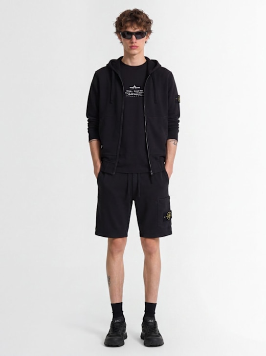 Stone Island - Logo cotton sweat shorts