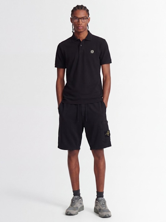Stone Island: Logo patch cotton polo shirt