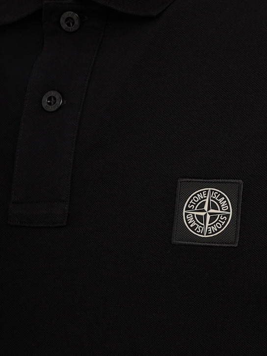 Stone Island: Logo patch cotton polo shirt