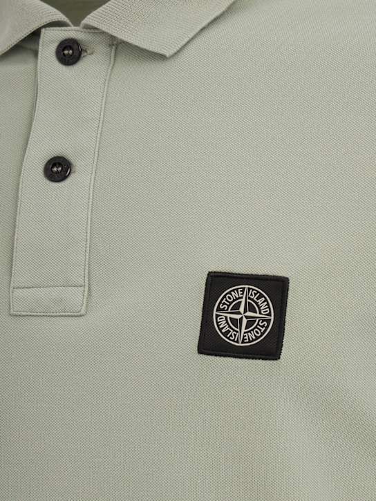 Stone Island: Logo patch cotton polo shirt