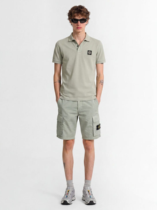 Stone Island: Logo patch cotton polo shirt