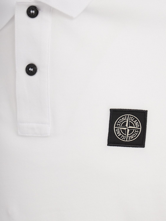 Stone Island: Logo patch cotton polo shirt