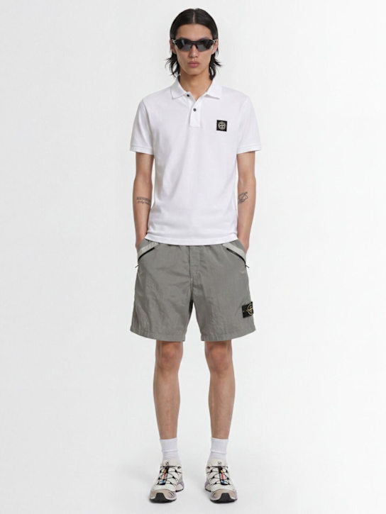 Stone Island - Logo patch cotton polo shirt