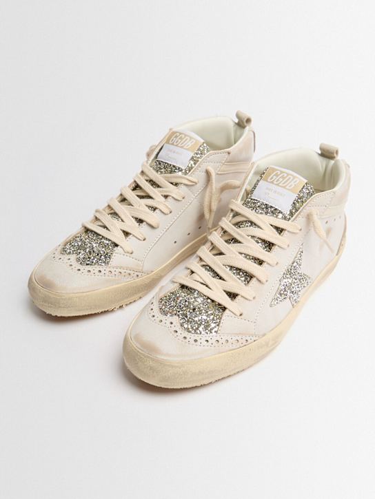 Golden Goose: Mid Star leather & glitter sneakers