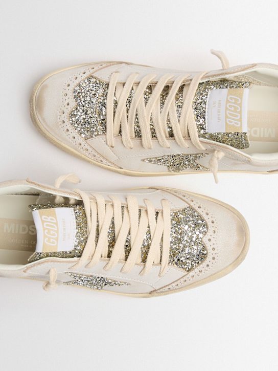 Golden Goose: Mid Star leather & glitter sneakers