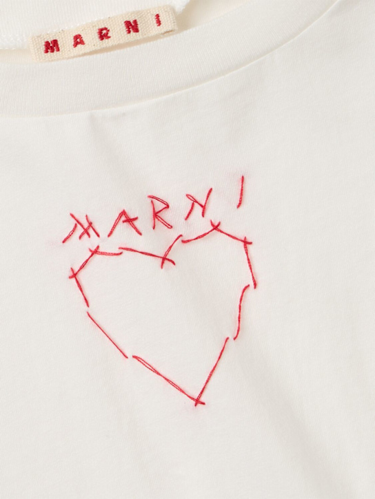 Marni Junior: Printed cotton cropped t-shirt