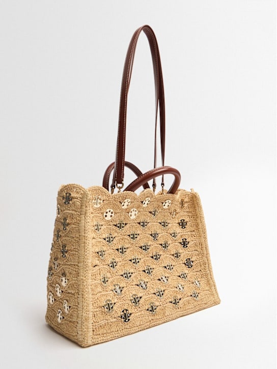 Rabanne: Sac cabas en raphia brodé