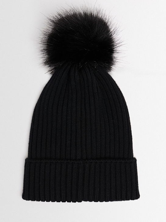 Moncler: Virgin wool beanie w/ pom pom