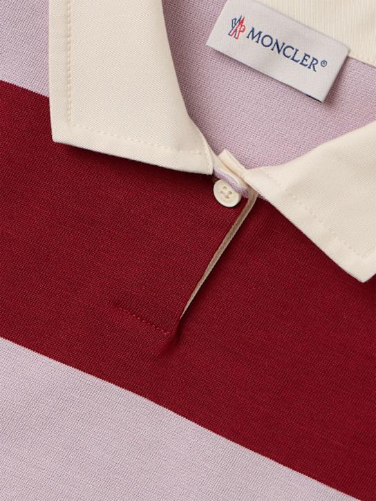 Moncler: Striped long sleeve cotton polo shirt