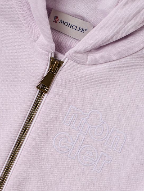 Moncler - Embroidered zip-up cotton hoodie