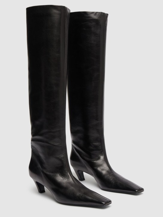 Khaite: Stivali alti Davis in pelle 50mm
