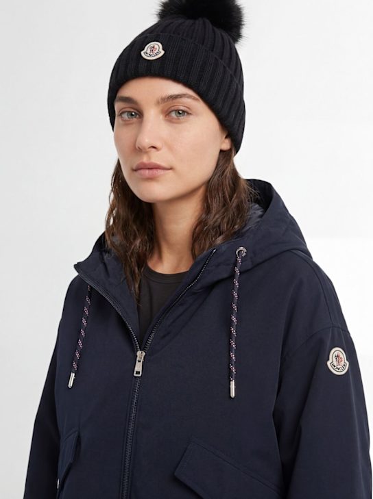 Moncler - Logo virgin wool pom pom beanie