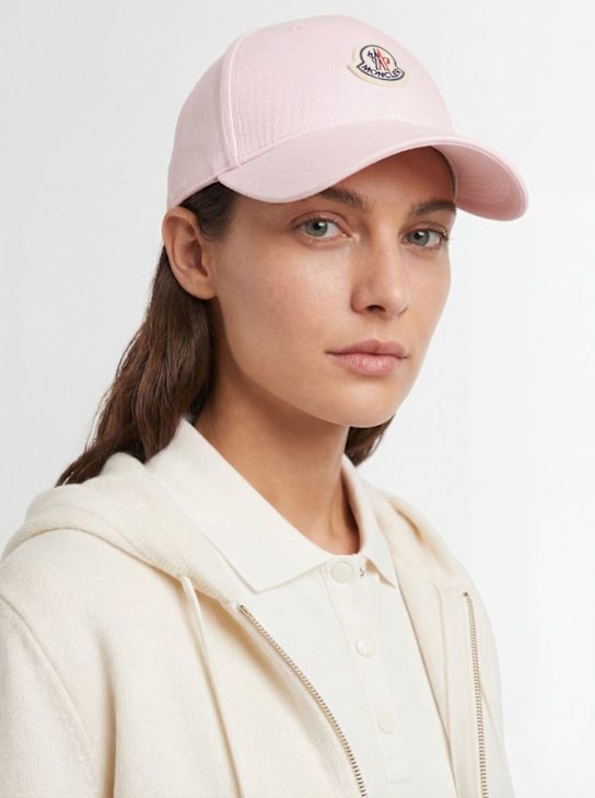 Moncler: Logo cotton gabardine baseball cap