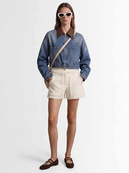 MSGM - Fringed bouclé shorts