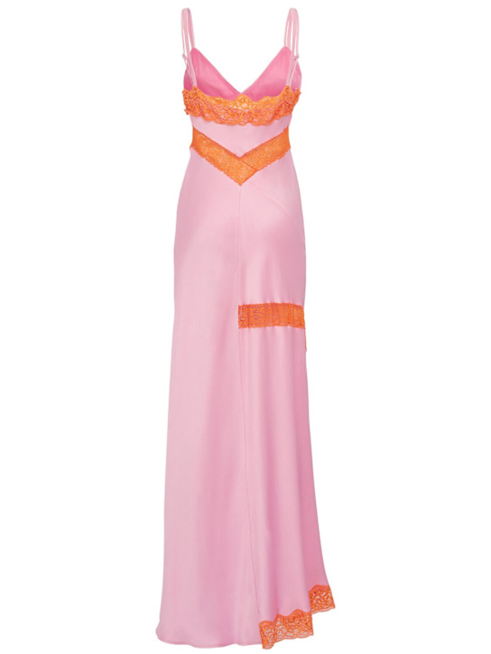MSGM: Satin long dress with lace