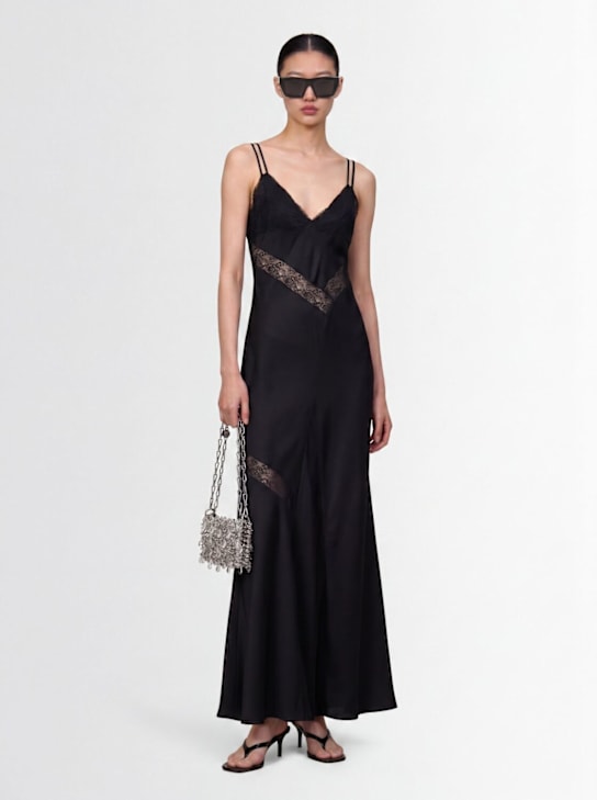 MSGM - Satin long dress with lace