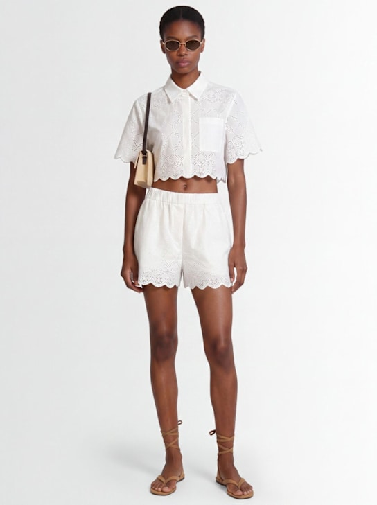 MSGM: Cropped eyelet lace shirt