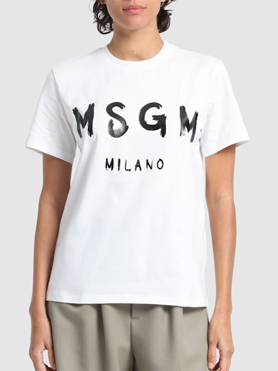 MSGM: Brush Stroke logo printed t-shirt
