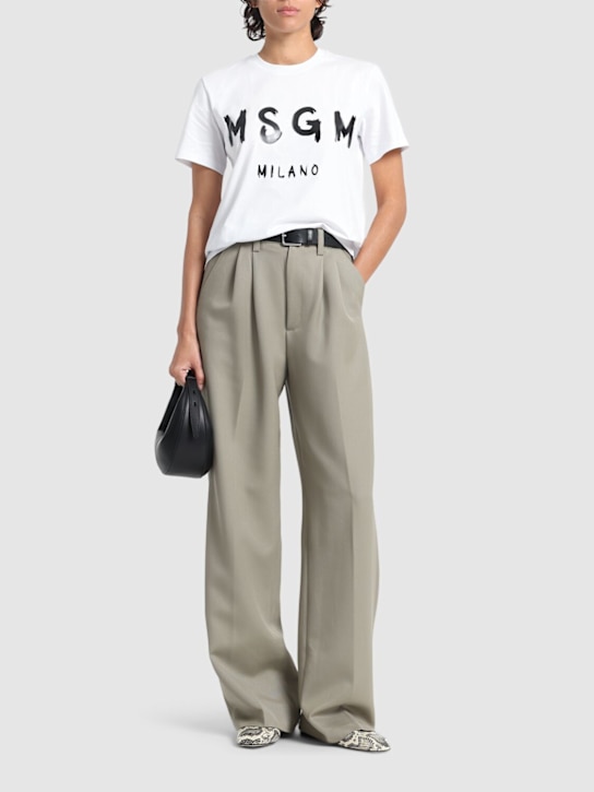 MSGM - Brush Stroke logo printed t-shirt
