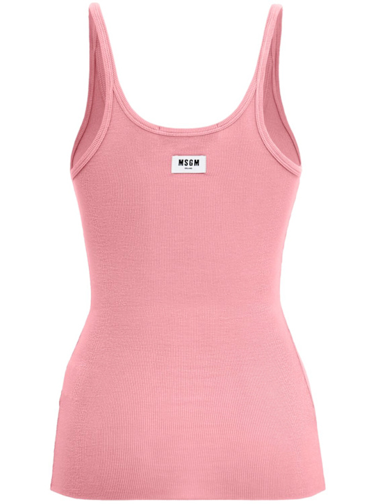 MSGM: Ribbed stretch viscose tank top