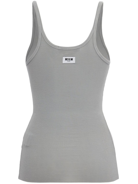 MSGM: Ribbed stretch viscose tank top