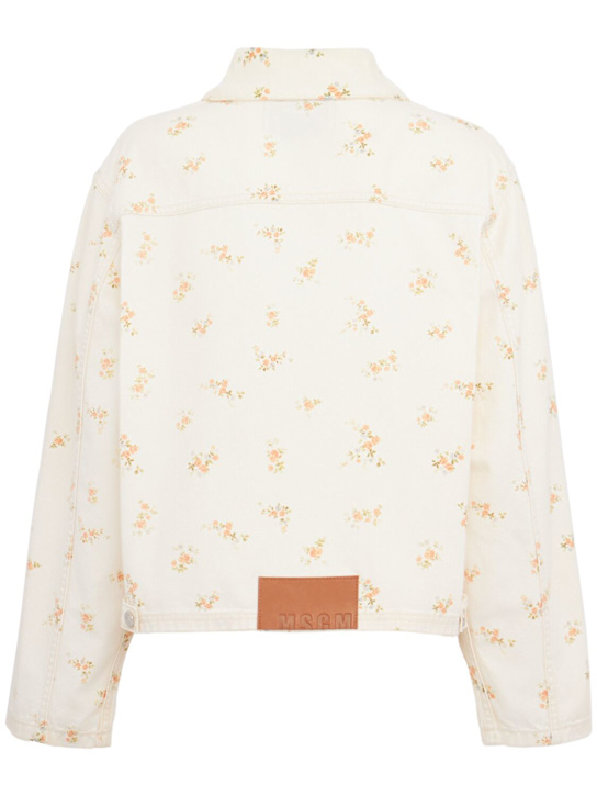 MSGM: Floral printed denim jacket