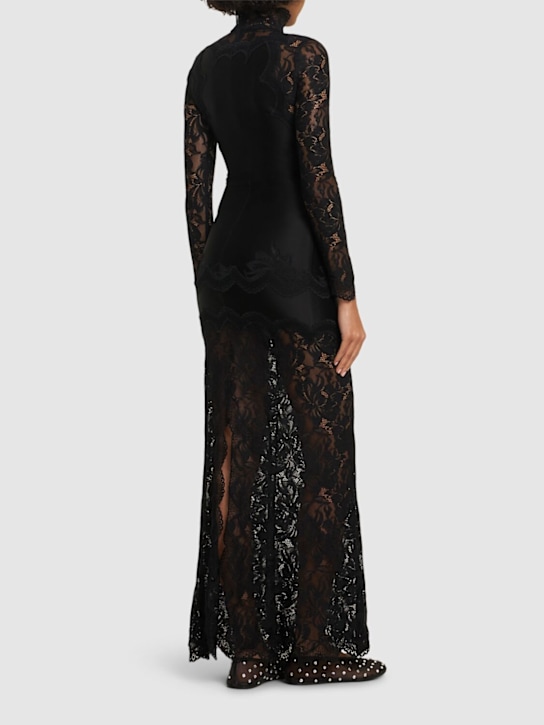 Rabanne: Robe longue en dentelle à col roulé