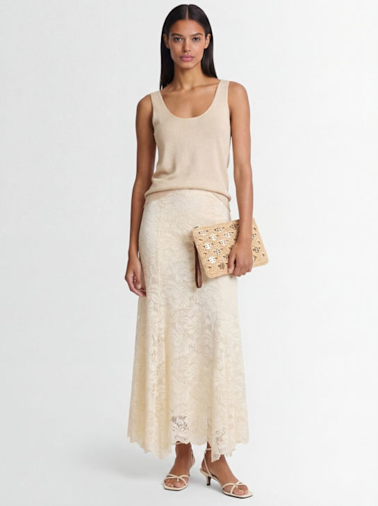 Rabanne: Stretch lace long skirt