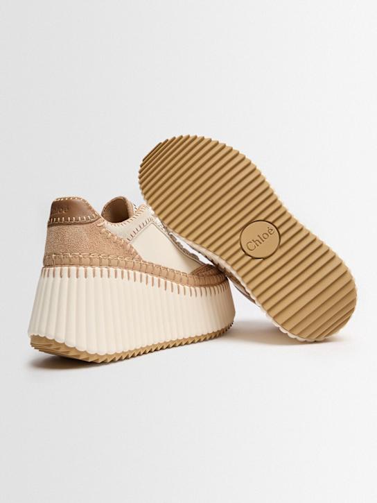 Chloé: Sneakers Nama in pelle con platform 70mm