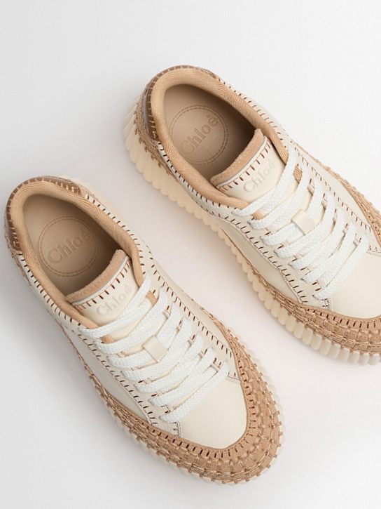 Chloé: Sneakers Nama in pelle con platform 70mm