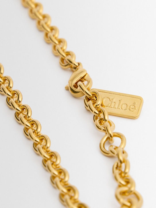 Chloé: Script circle logo necklace