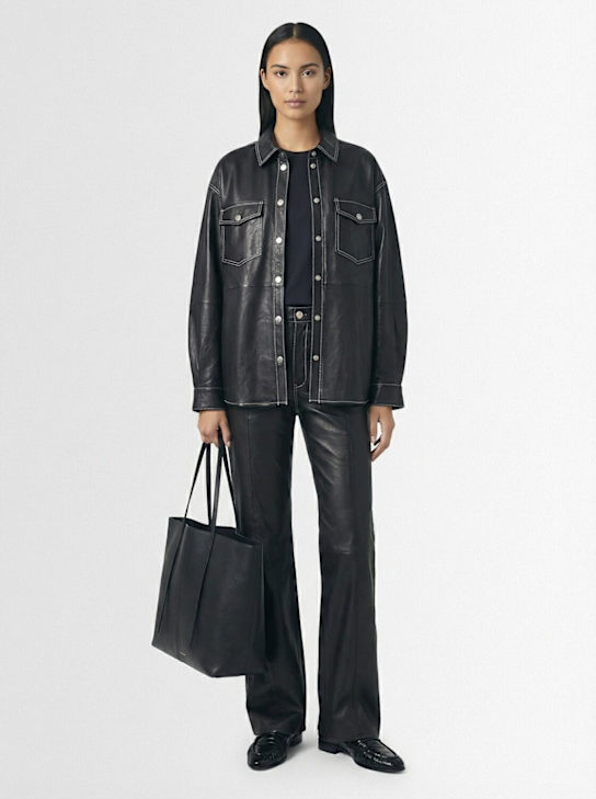 GESTUZ: Margo leather shirt jacket