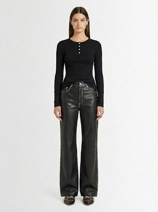 GESTUZ - Margo leather straight leg pants