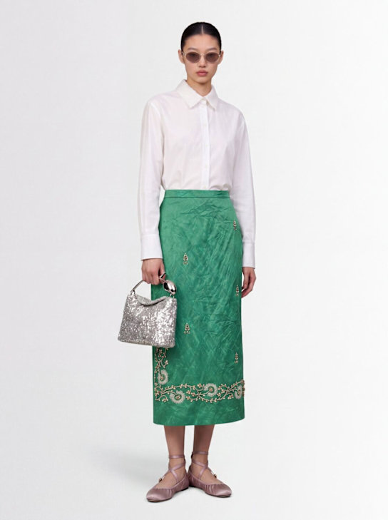 ERDEM - Long sleeve cotton poplin shirt