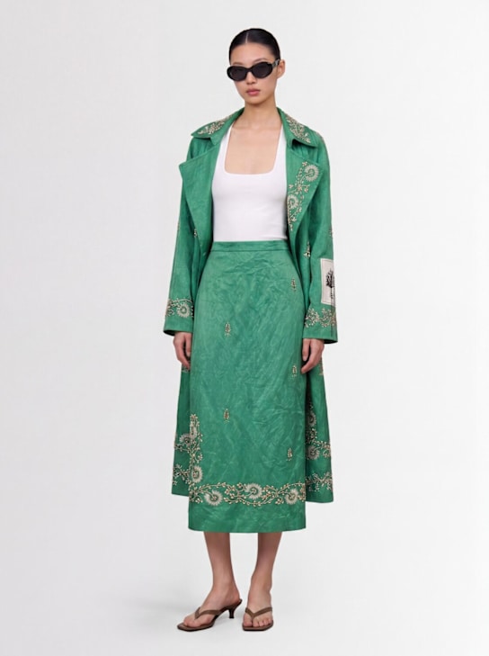 ERDEM - Embellished textured satin pencil skirt