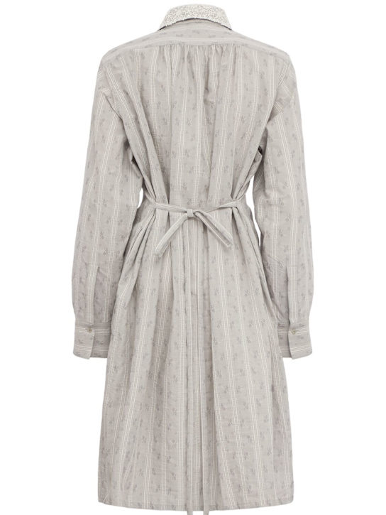 ERDEM: Ditsy striped cotton long sleeve dress