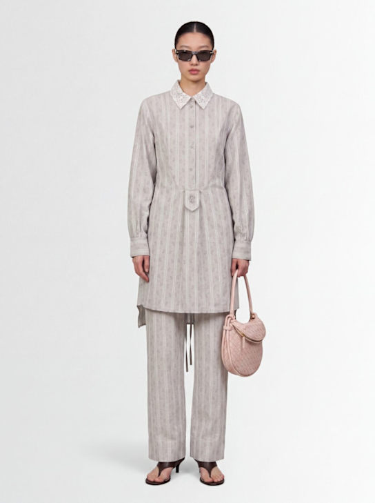 ERDEM - Ditsy striped cotton long sleeve dress