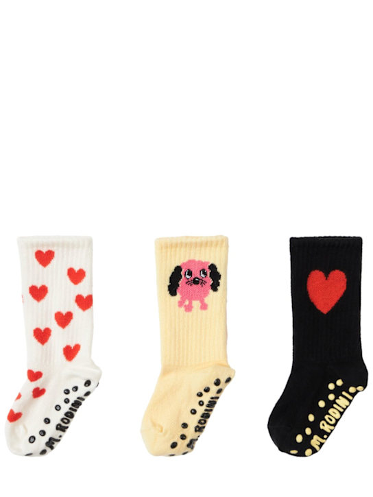 Mini Rodini: Set of 3 cotton blend jacquard socks