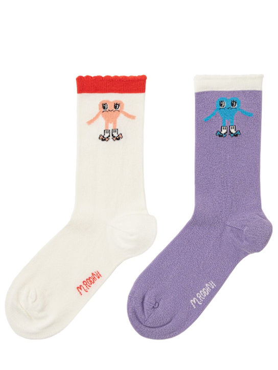 Mini Rodini: Set di 2 paia di calzini in misto cotone jacquard