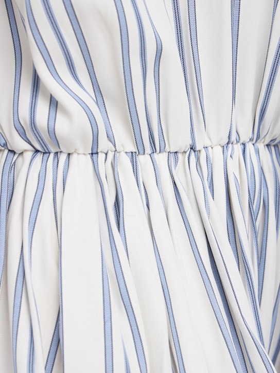 ROWEN ROSE: Striped crepe de chine mini dress