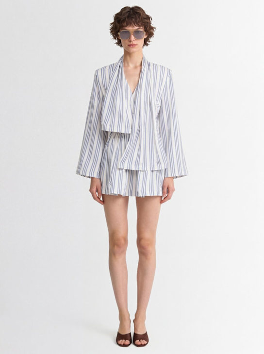 ROWEN ROSE - Striped crepe de chine mini dress