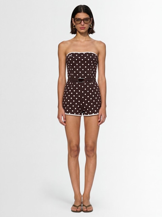ROWEN ROSE - Polka dotted bustier playsuit