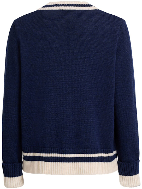 FIORUCCI: Double cupid embroidered wool cardigan