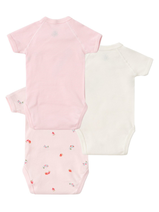Petit Bateau: Set of 3 printed cotton bodysuits